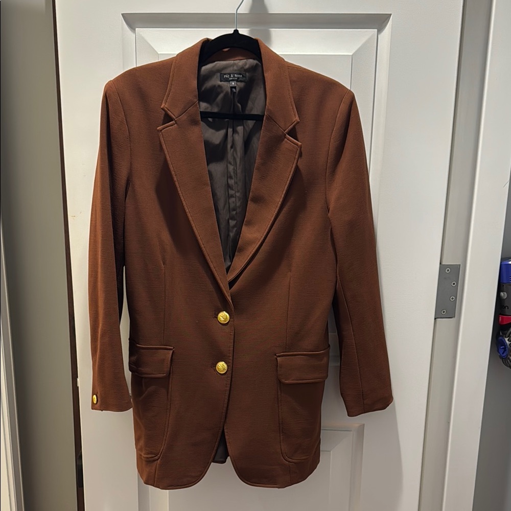 Rag & Bone Brown Blazer with Gold Buttons